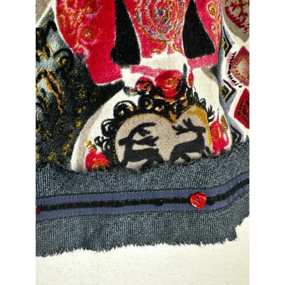 Vintage Jota Mas Ge Bohemian Size US 8 Midi Velour Skirt Straight Black Red